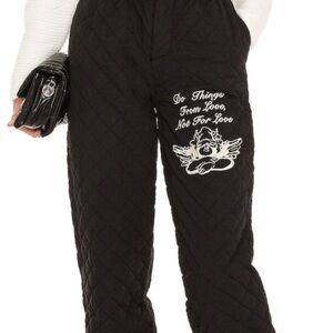 Boys Lie Black Quilted Sweatpants Size M